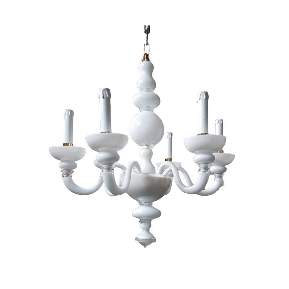 white glass arms murano chandelier 