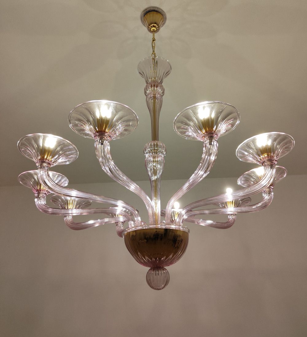 Amethyst glass arms contemporary murano chandelier