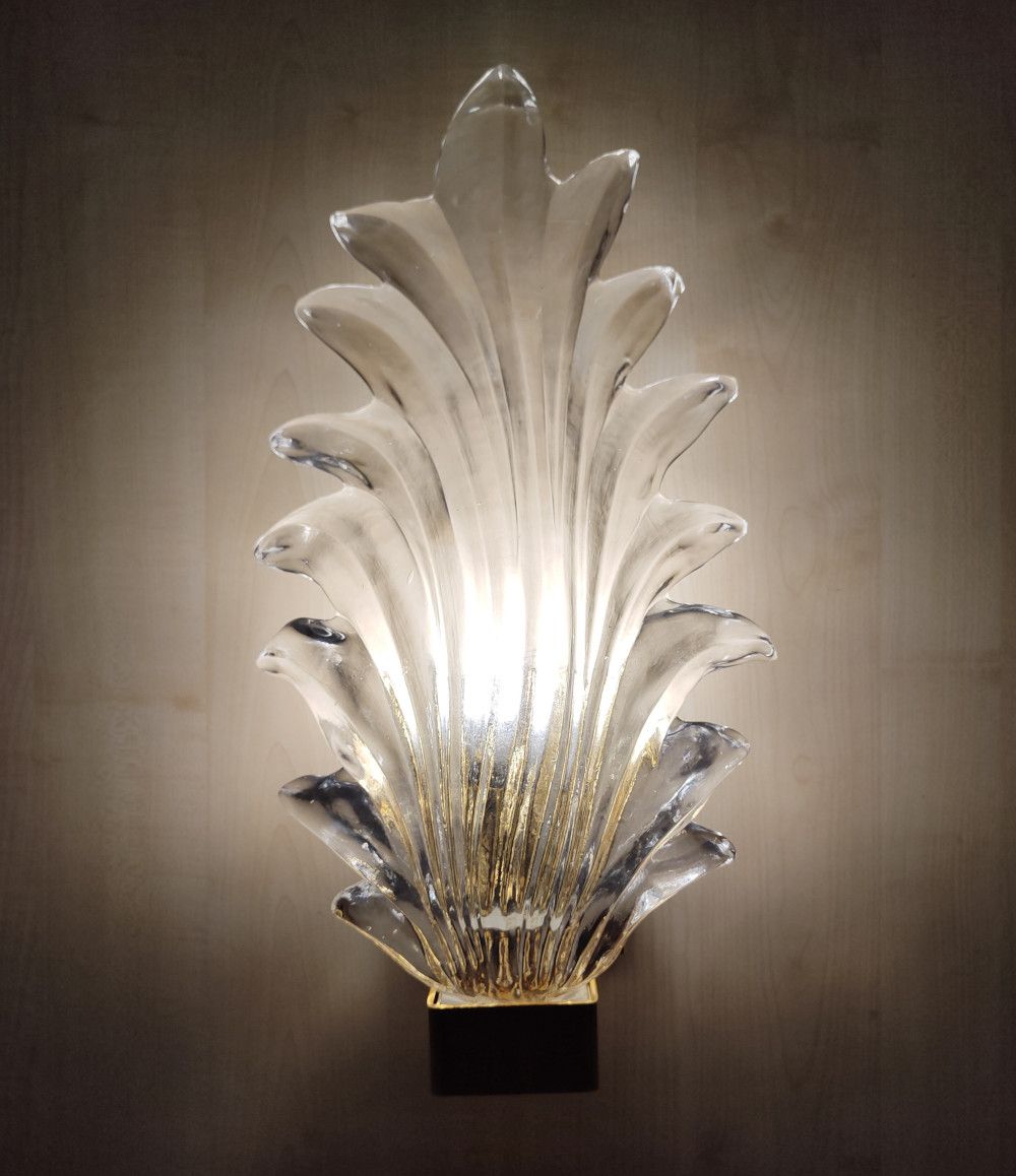 contemporary murano glass palm leaf wall sconce