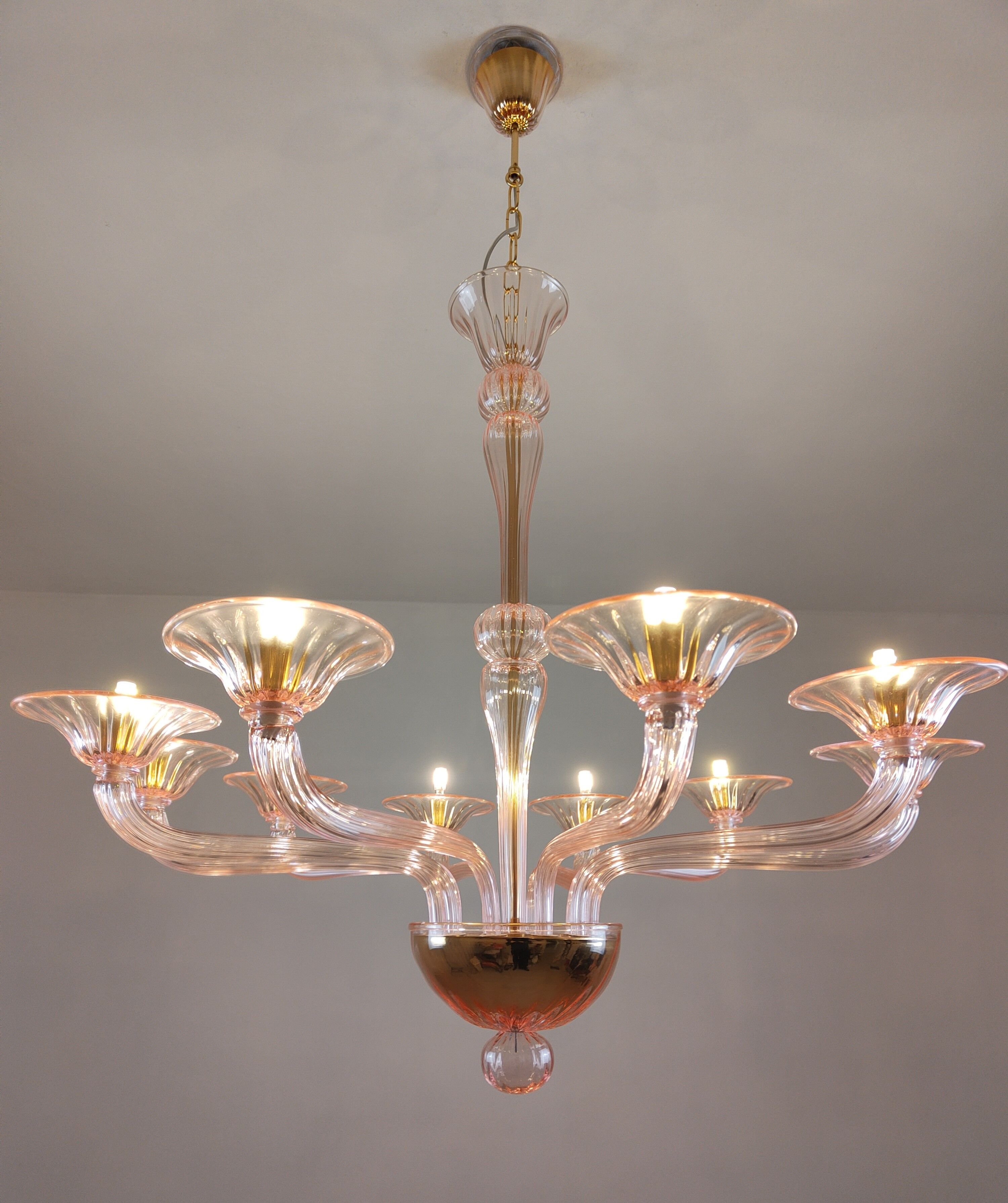 pink contemporary murano glass arms chandelier 2.