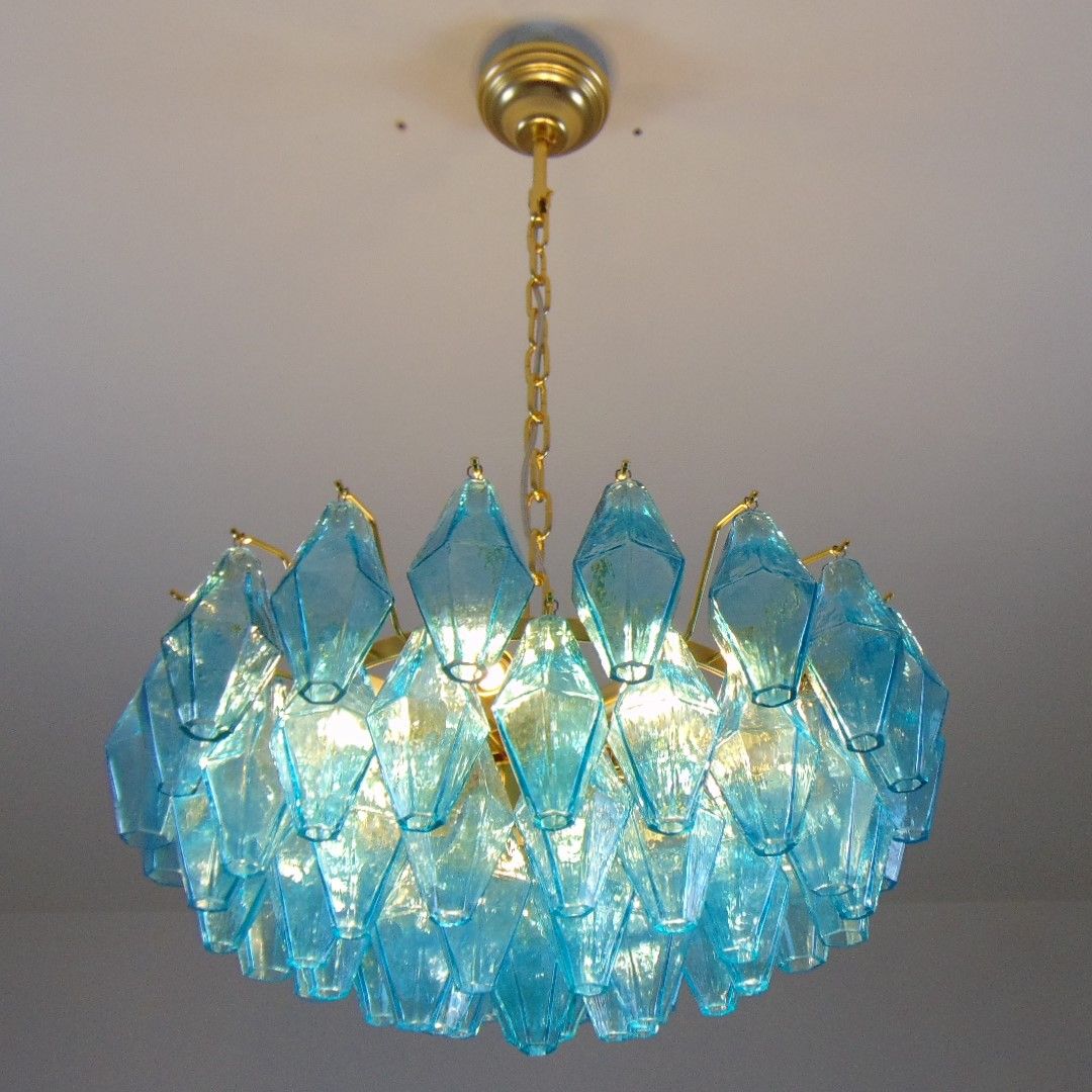 turquoise flat poliedri murano chandelier