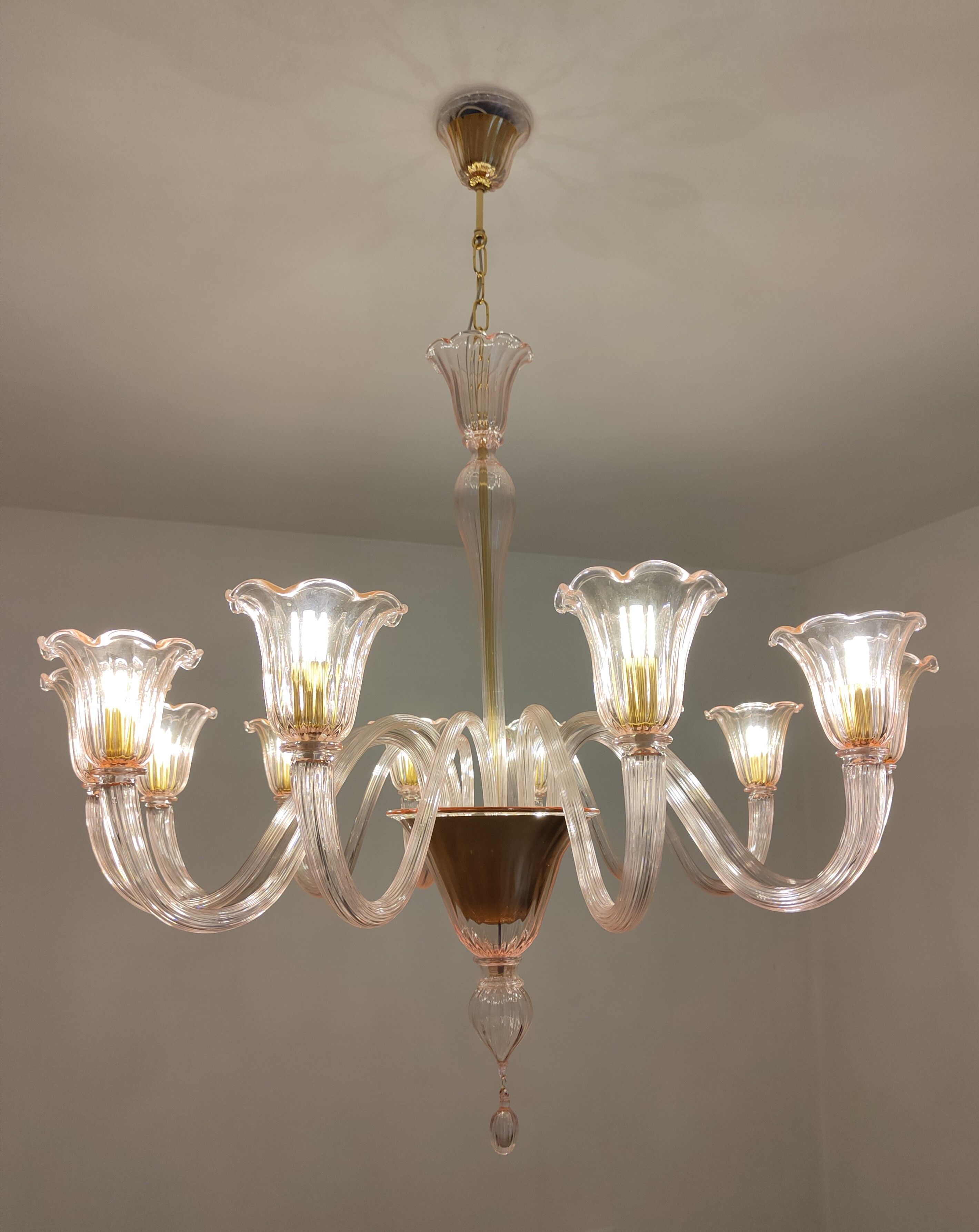 pink 12 glass arms contemporary murano chandelier 