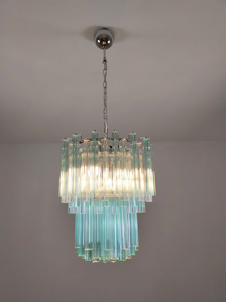 light green clear triedri chandelier 