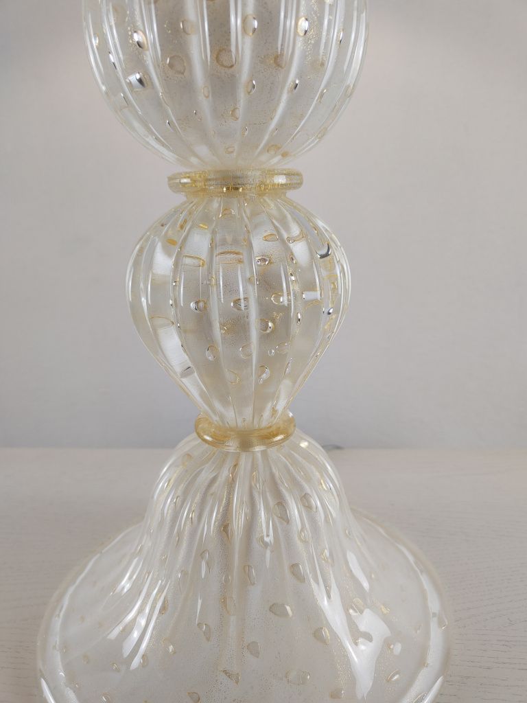 White and gold murano table lamp diamond