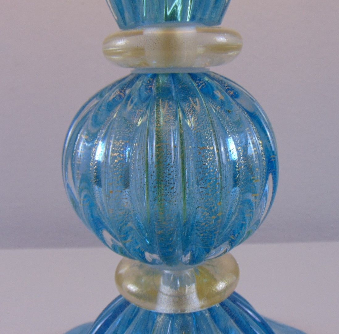 ight blue and gold murano table lamp
