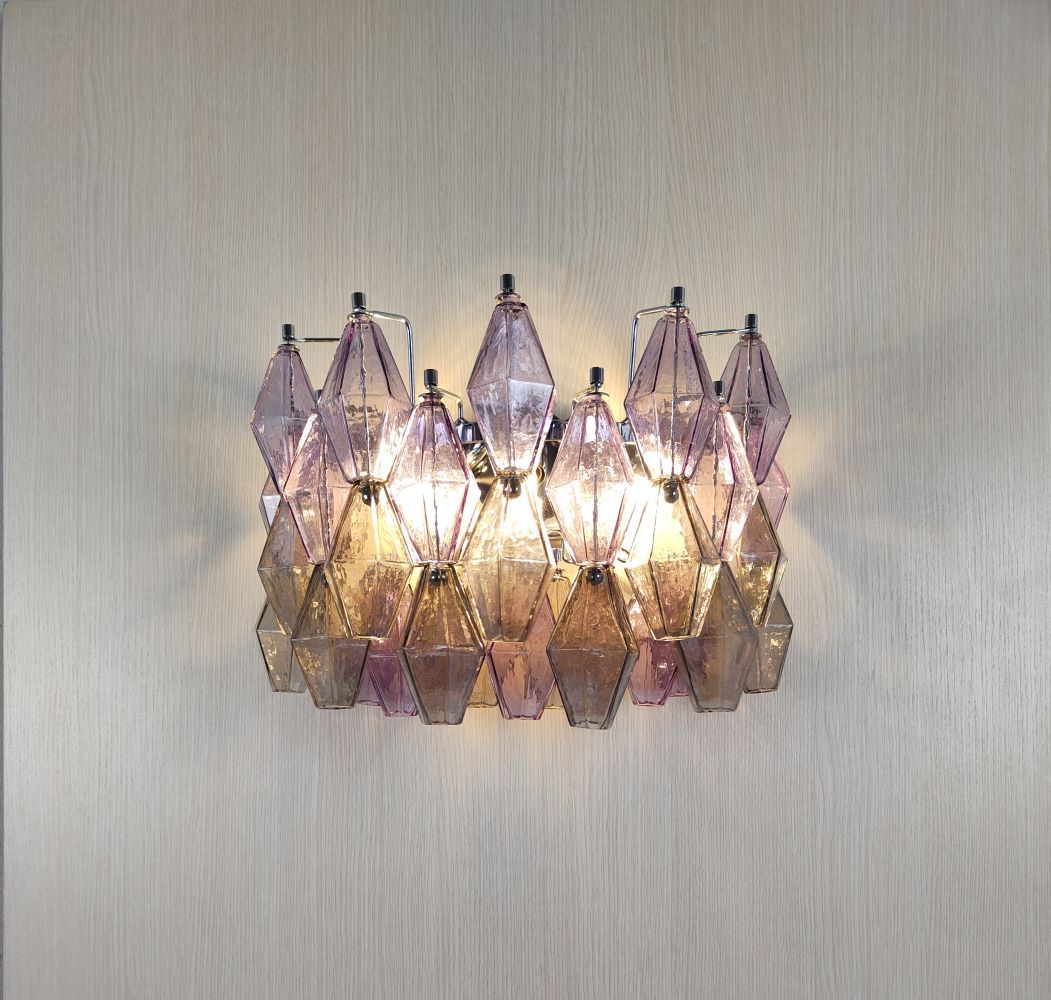 amethyst and grey murano poliedri wall sconce 