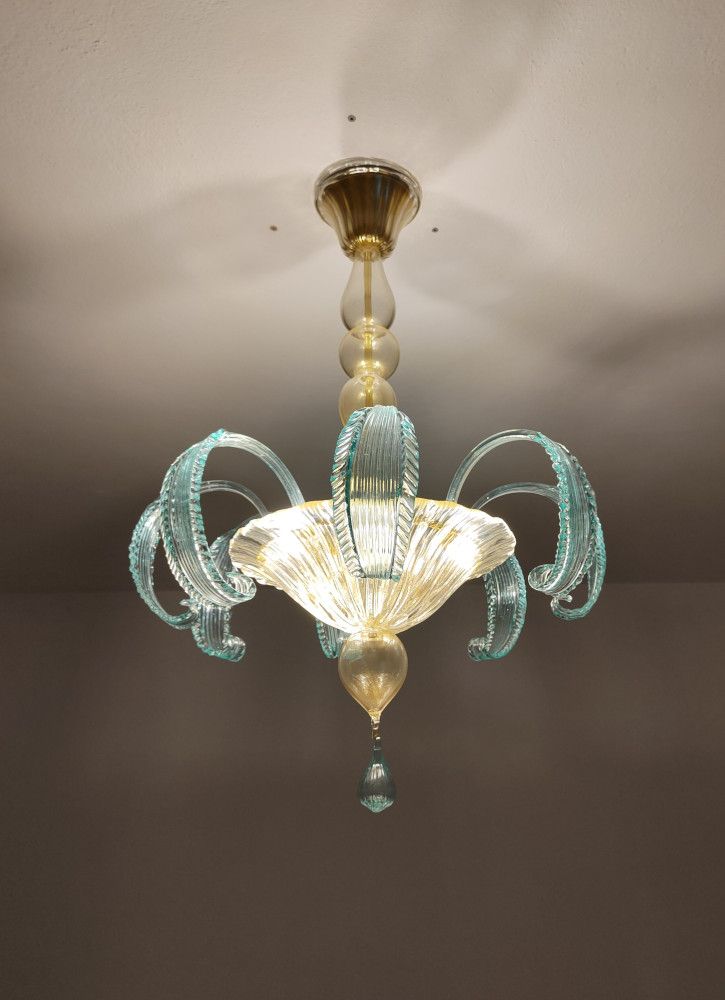 green and gold leaves murano classic flush mount 