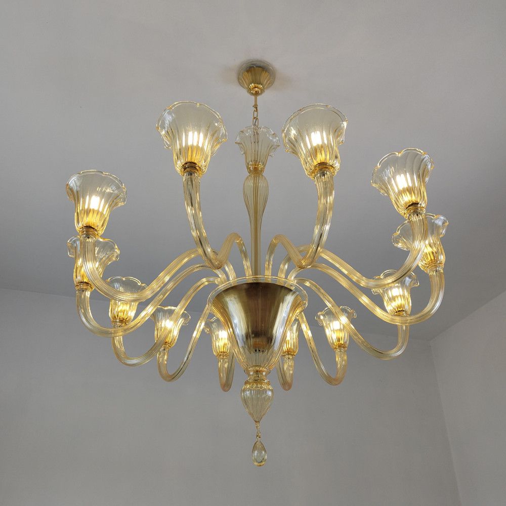 amber 12 lights glass arms murano chandelier2