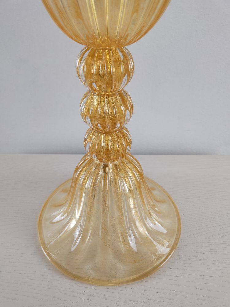 amber murano table lamp with triple spacer 