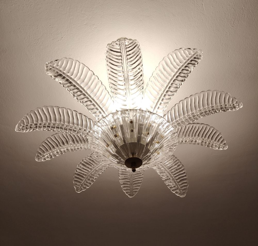 Murano Large Glass Leaves Felci Flush Mount 