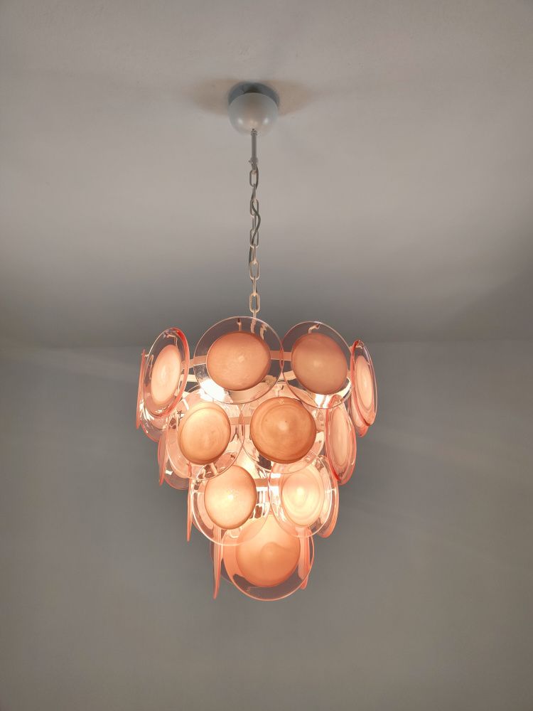 pink murano discs glass chandelier 