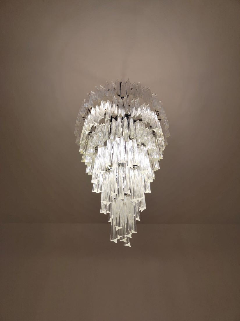 long clear triedri murano chandelier 2