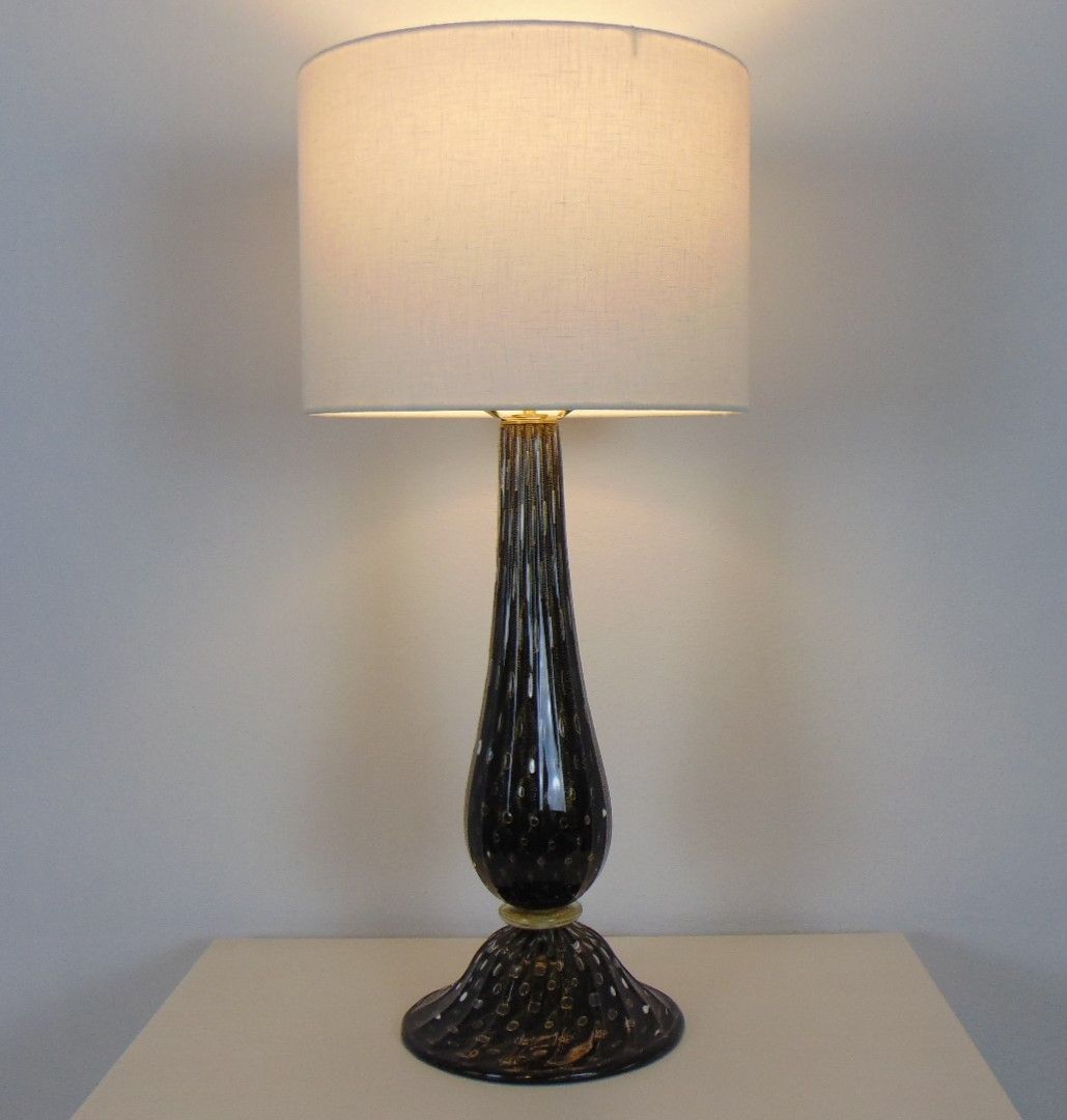 Small black and gold murano table lamp