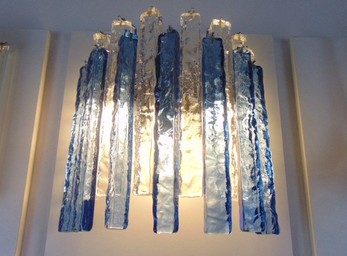 clear and blue murano hammered glass bars 