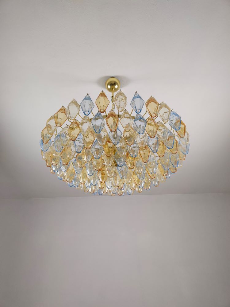 amber and blue flat poliedri chandelier