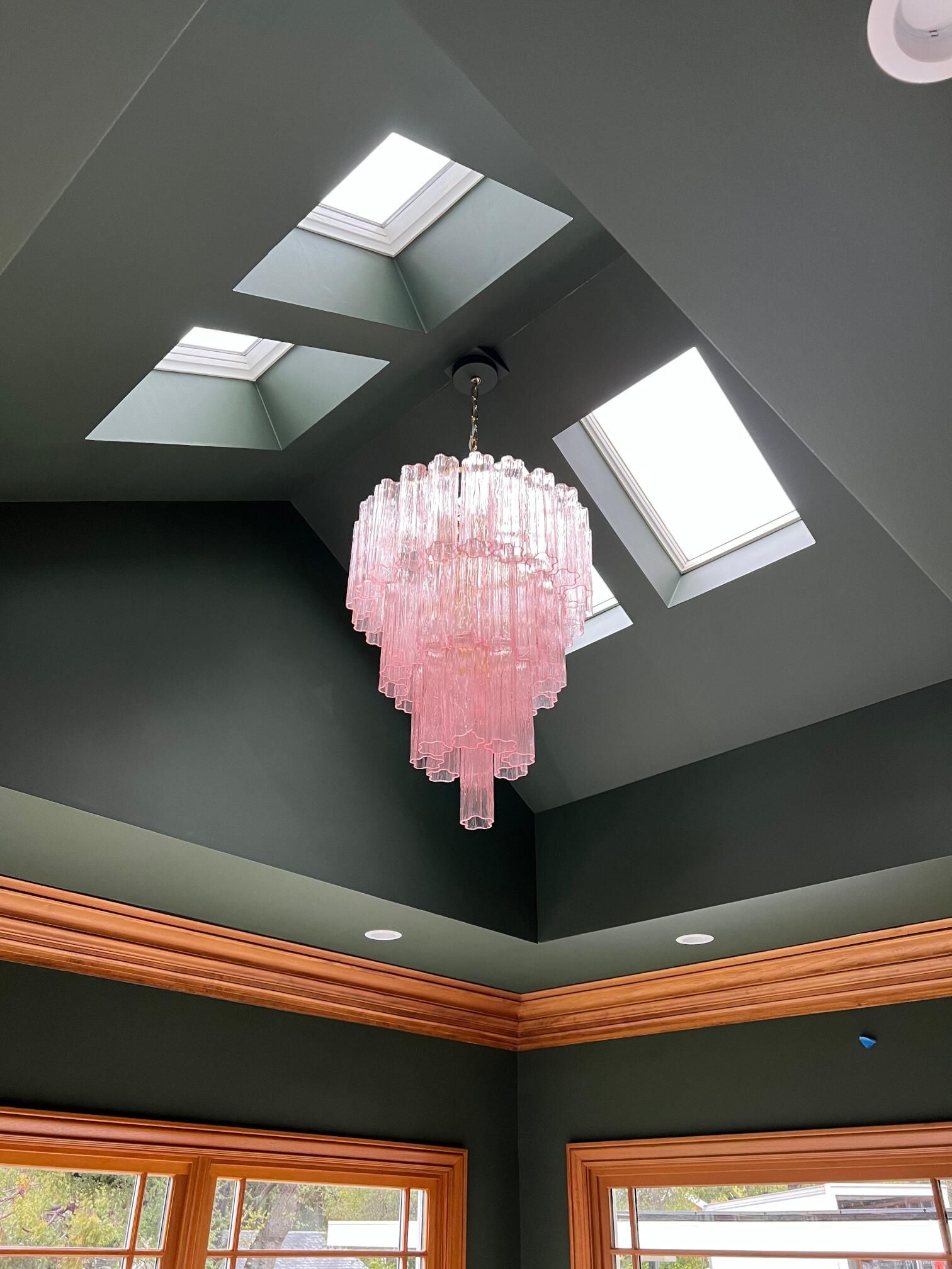 pink tronchi murano chandelier