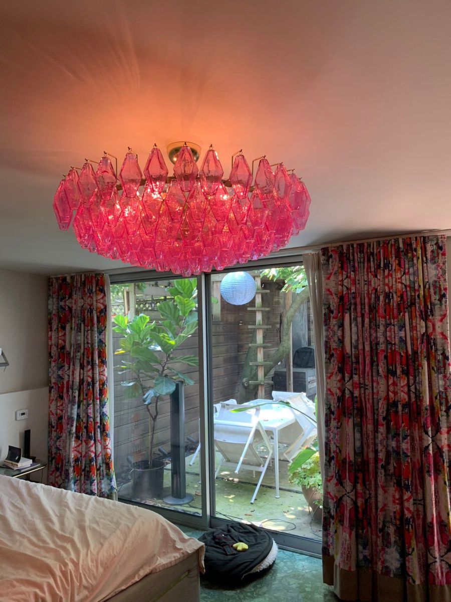 pink poliedri murano chandelier