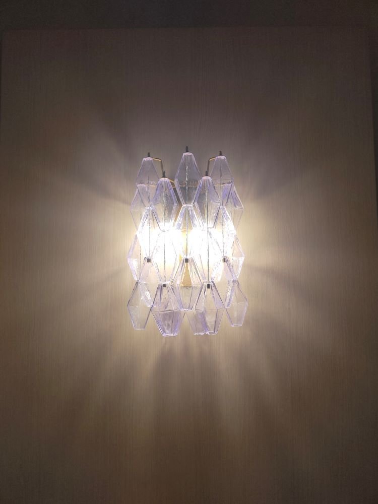 Carlo Scarpa Murano poliedri lilac wall sconce 