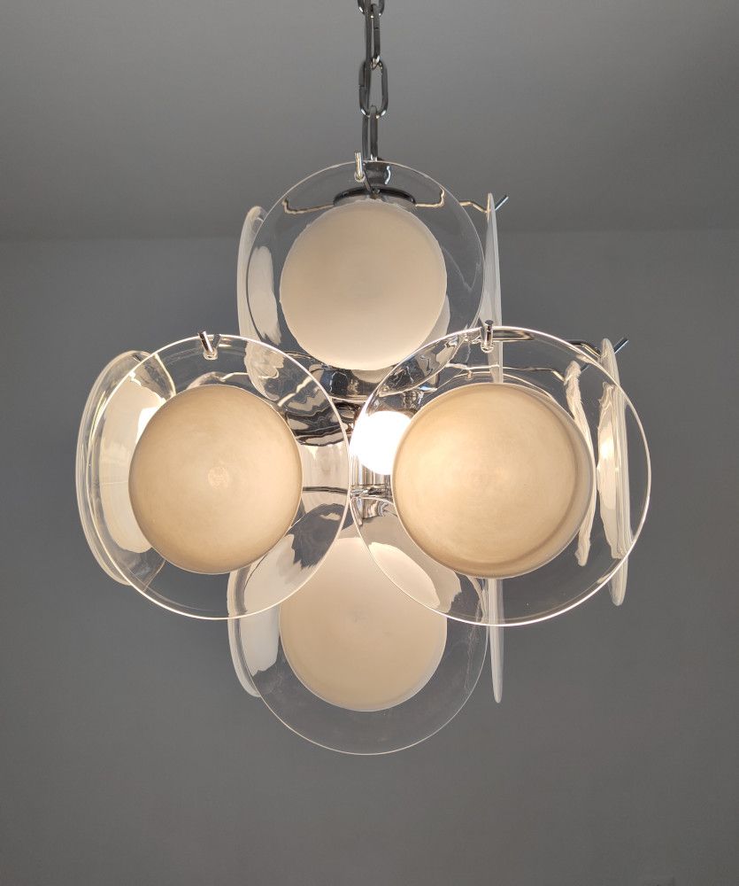 small white discs murano chandelier