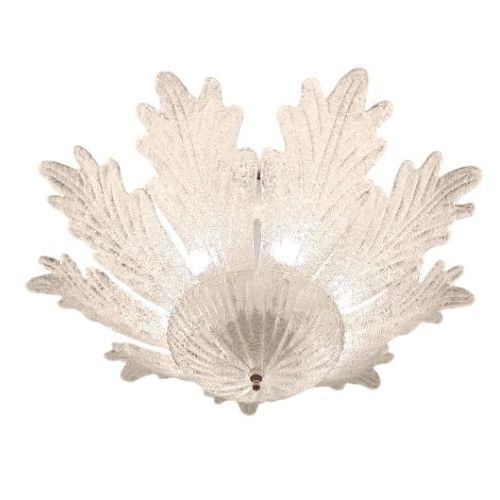Murano glass flush mount clear grained leaves