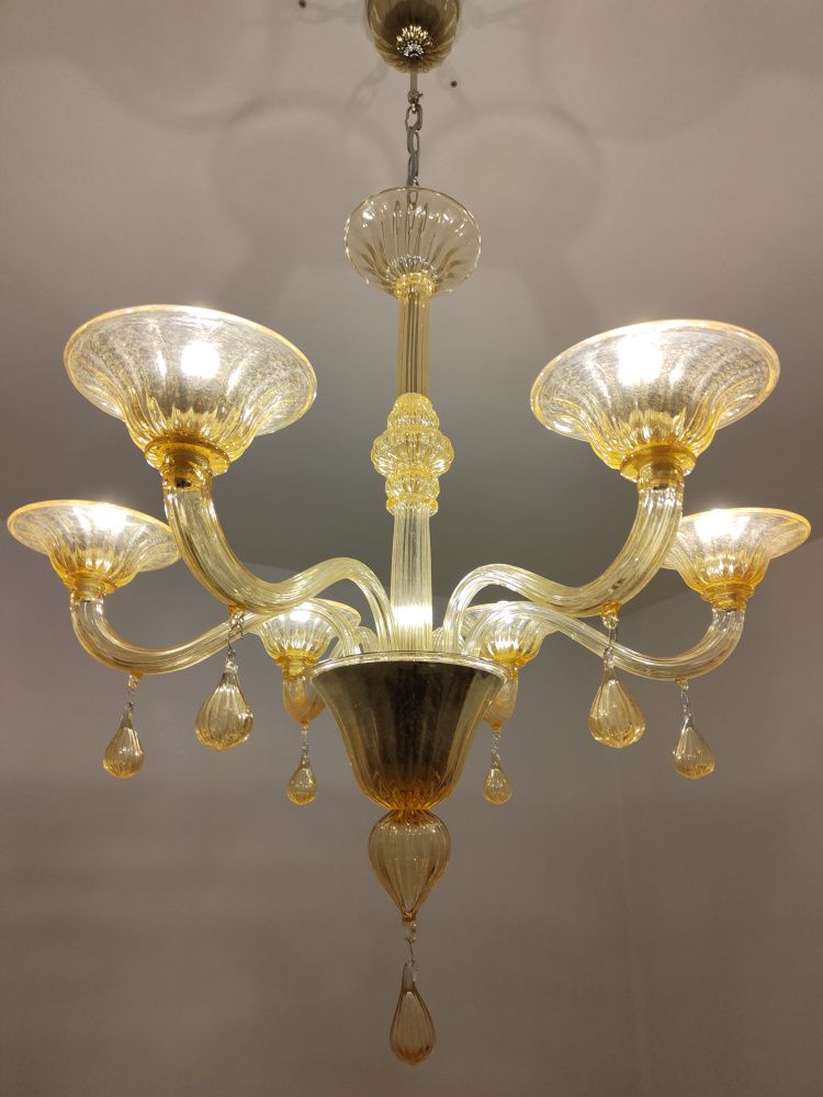 amber murano glass chandelier 6 lights