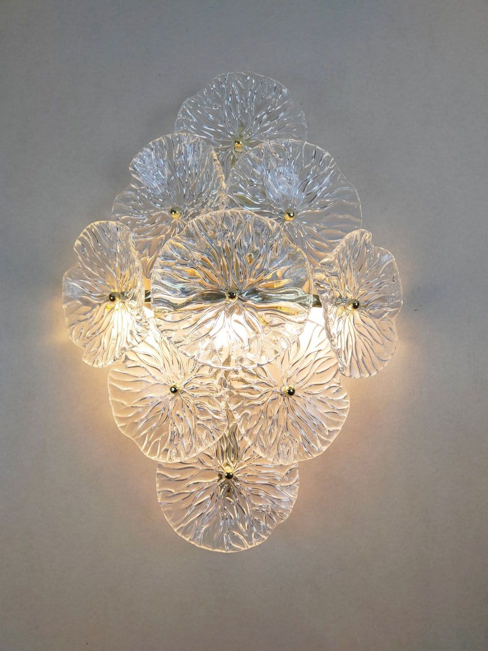 floral clear murano glass wall sconce