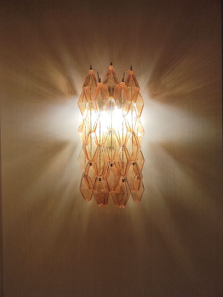 long amber carlo scarpa murano poliedri wall sconce 1