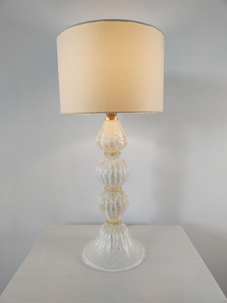 White and gold murano table lamp diamond 