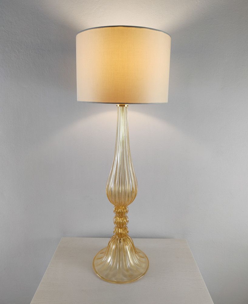amber murano table lamp with triple spacer 