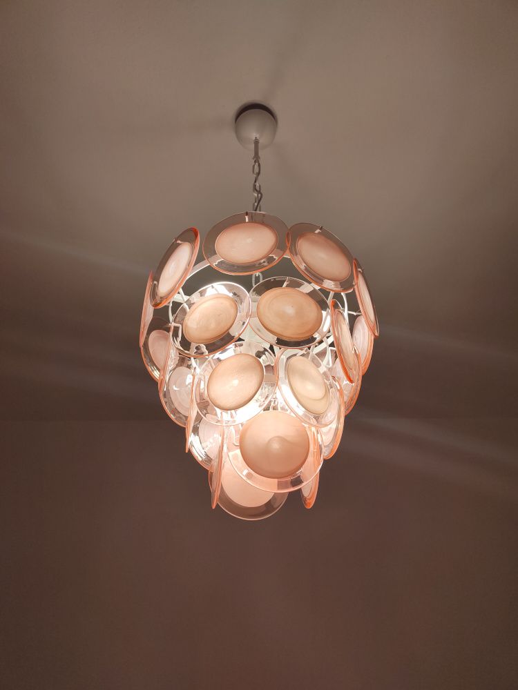 /pink murano discs glass chandelier 