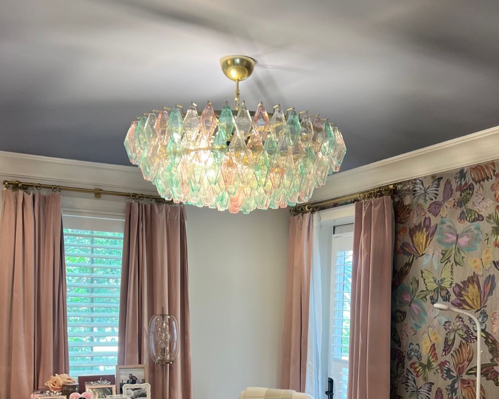 clear green and pink poliedri chandelier