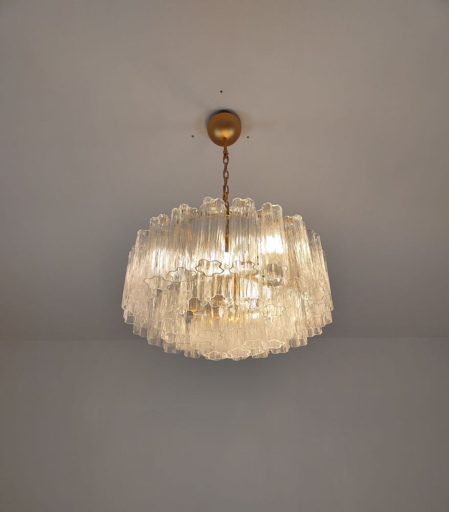 Flat clear tronchi murano chandelier
