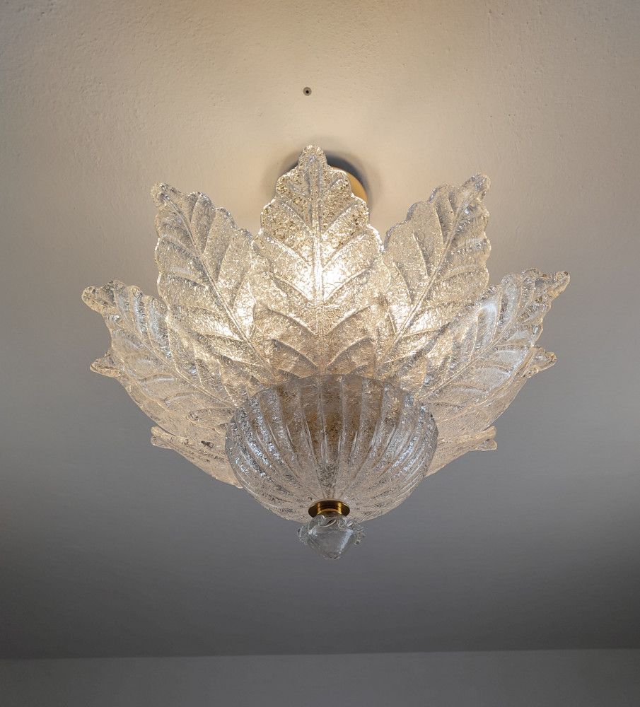 clear glass leaf murano flush mount 