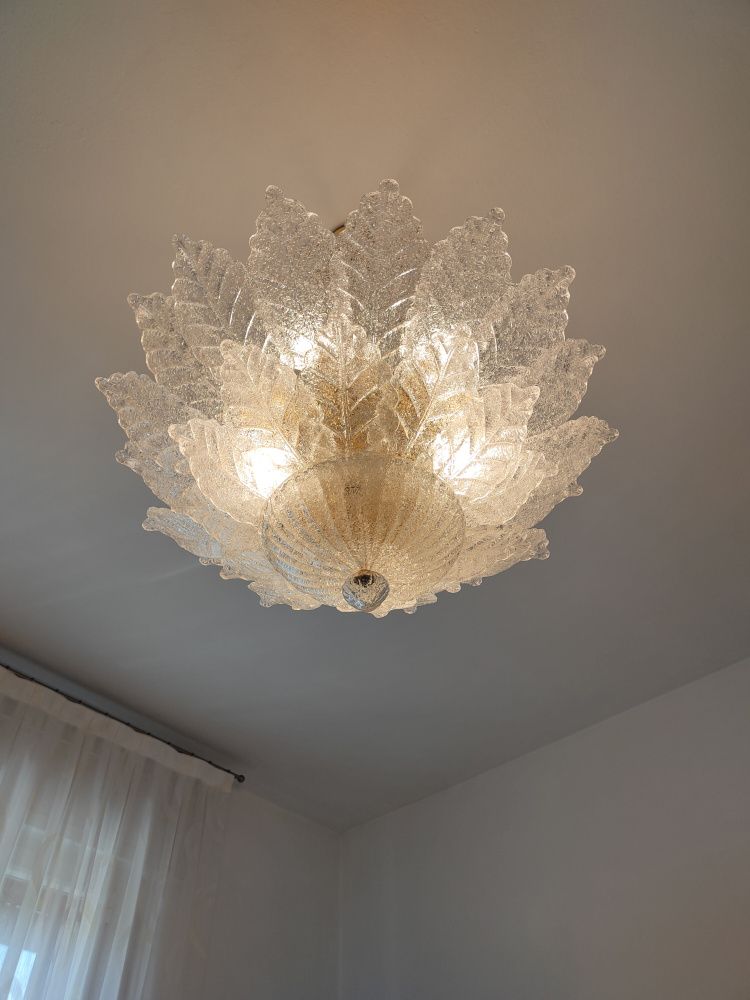 large murano glass leaves flush mount 