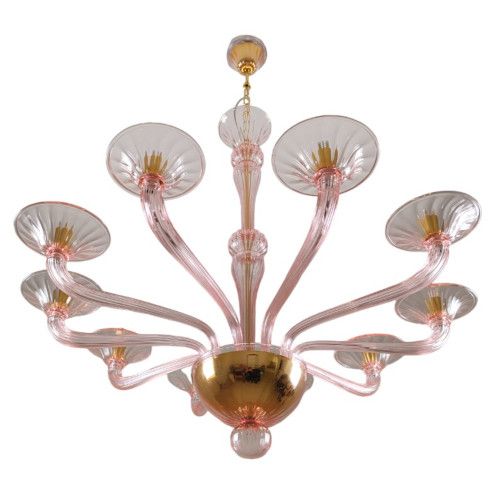 pink contemporary murano glass arms chandelier
