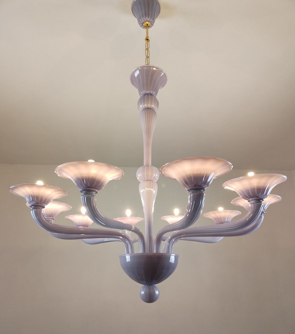 Lavender glass arms contemporary chandelier
