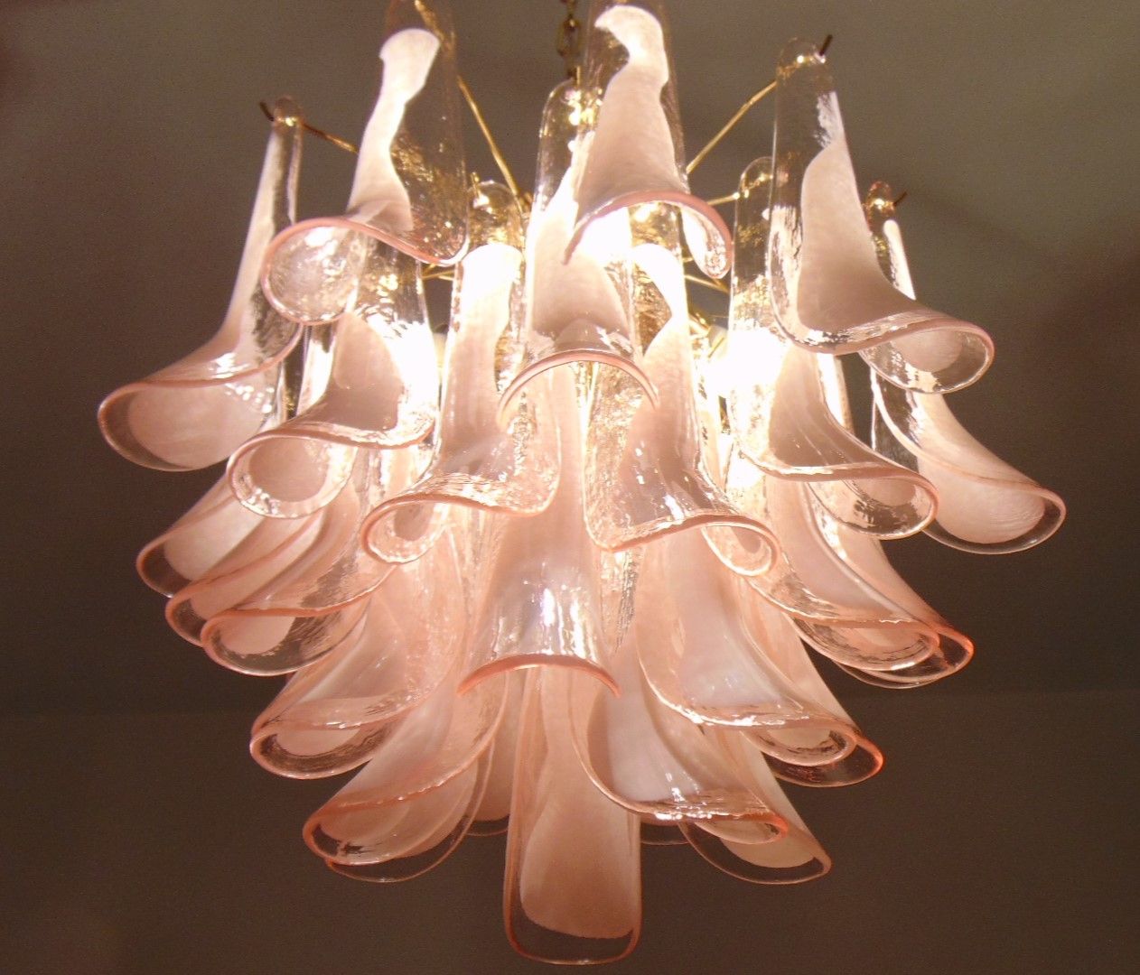 pink murano feathers chandeliers 5 lights