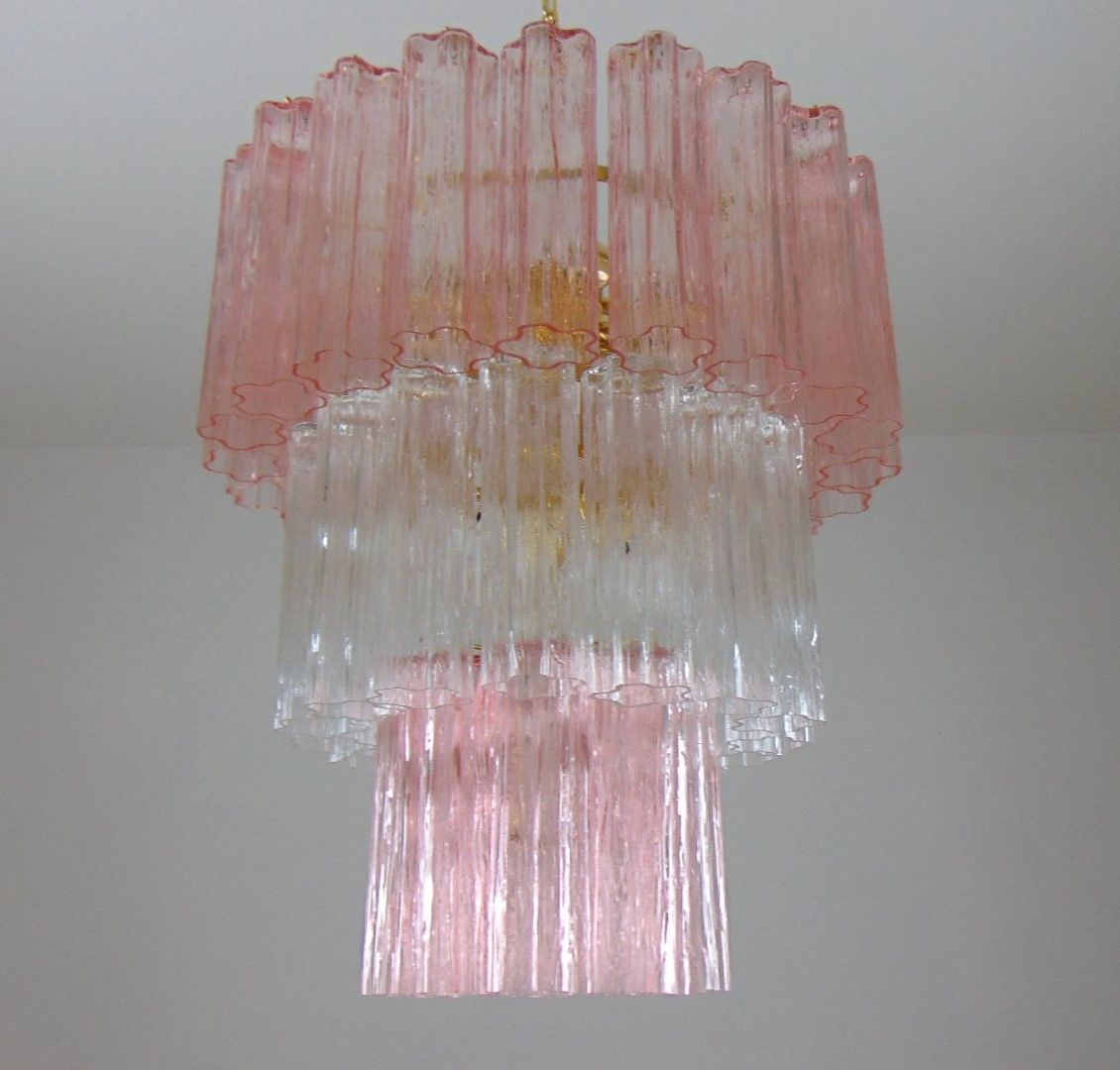 pink and clear tronchi chandelier