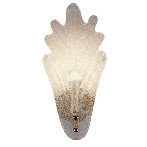Murano glass wall sconce clear grained leaf
