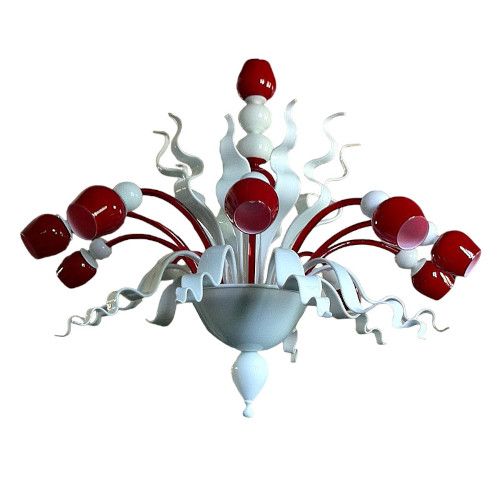 red and white murano contemporary chandelier