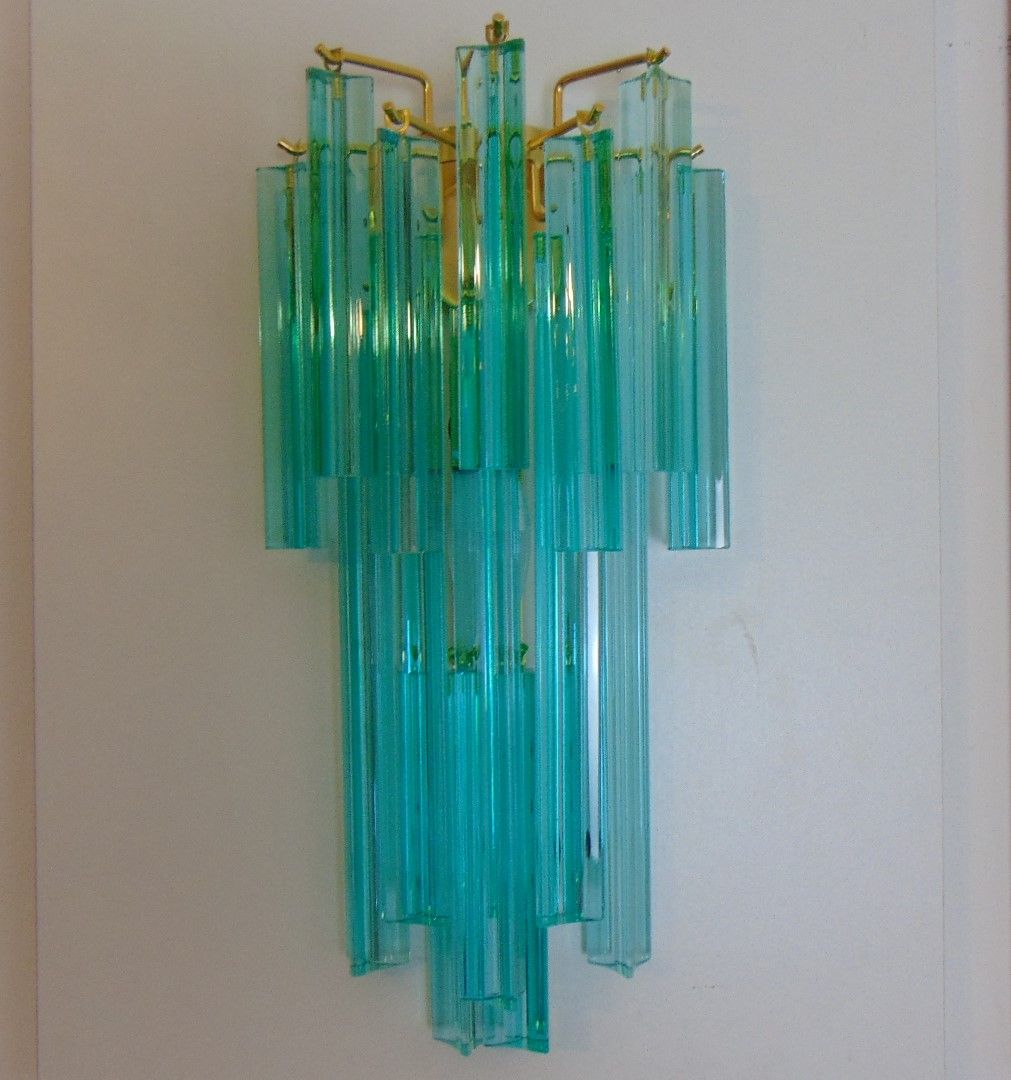teal cascade triedri murano wall sconce 