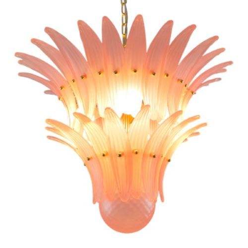 Murano glass Palmette chandelier pink satin 