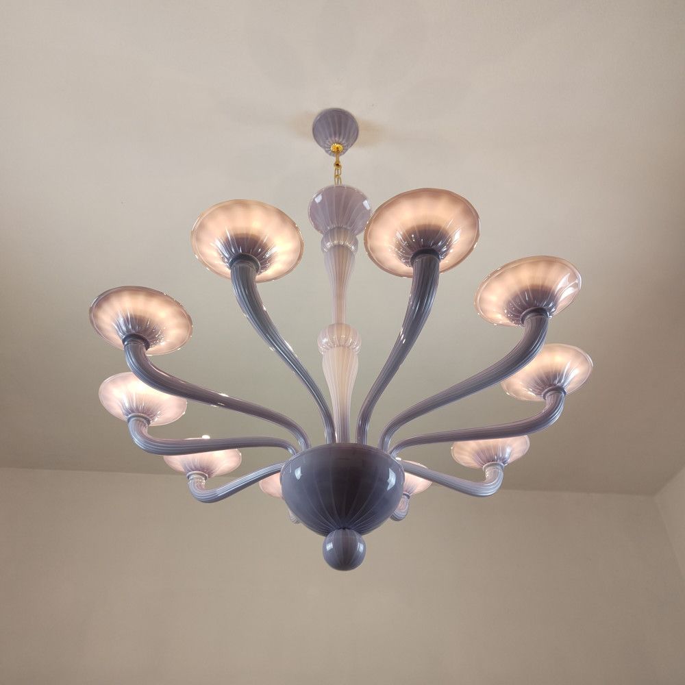 Lavender glass arms contemporary chandelier