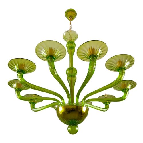 green contemporary 10 lights murano glass arms chandelier