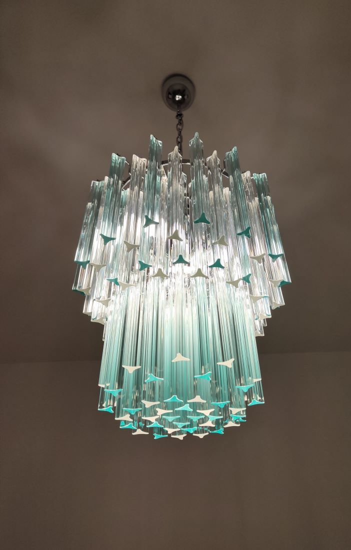 light green and clear triedri chandelier 