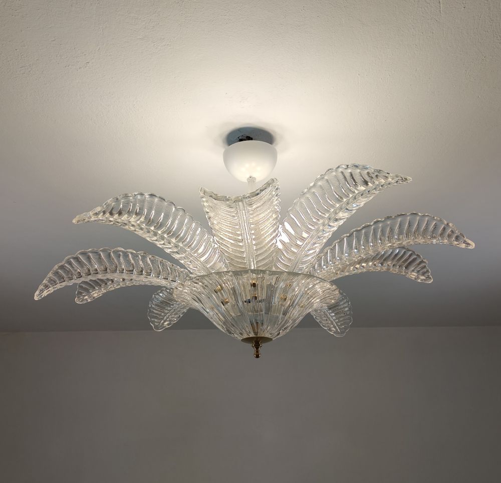Murano glass leaves flush mount