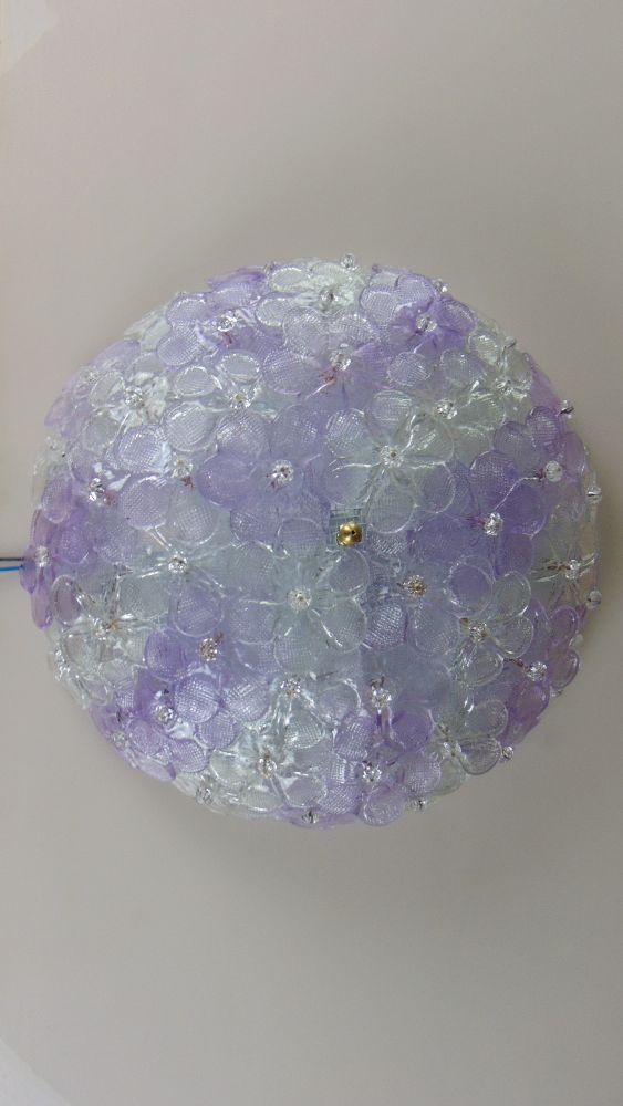 flowers lilac and clear murano glass flush mount 