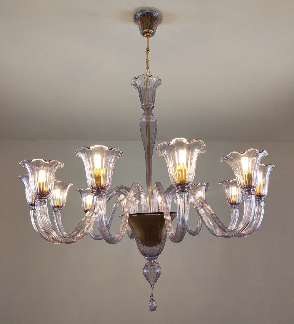 Amethyst murano glass arms 12 lights chandelier
