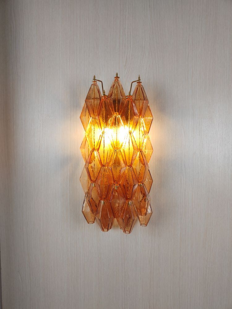 long amber carlo scarpa murano poliedri wall sconce 