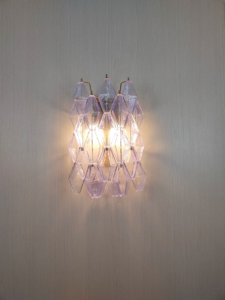 Carlo Scarpa Murano poliedri lilac wall sconce 